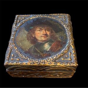 Vintage Florentine Decorative Box with Portrait